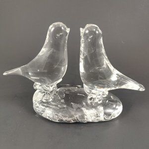 Vintage Clear Glass Love Birds Figurine